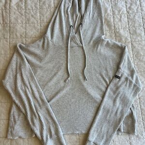 Roxy Light Grey Cropped Beach Hoodie Coverup Size XS